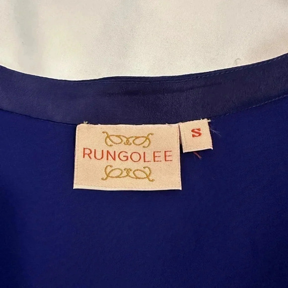 Rungolee Cocktail Dress Short Mini Blue Drape with wrap tie sash Small - Picture 4 of 5